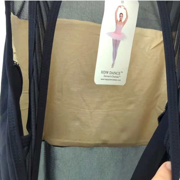 (2) NWT New Dancewear Black Mesh Lace Halter Tank Leotards Dance Gymnastics M - Picture 5 of 8